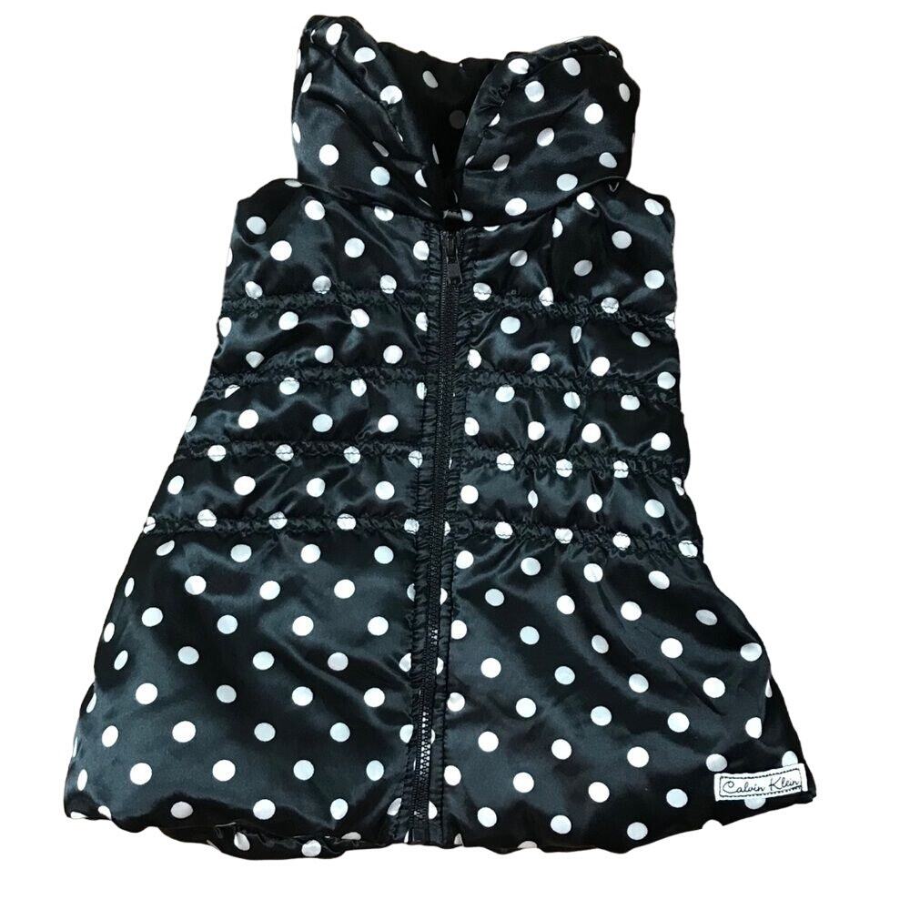Calvin Klein Black White Polka Dot Puffer Vest 12M